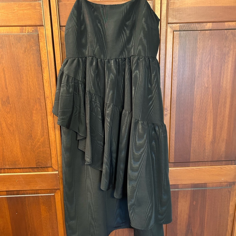 Kate Spade tiered ruffled black dress spaghetti straps midi Wedding Party prom